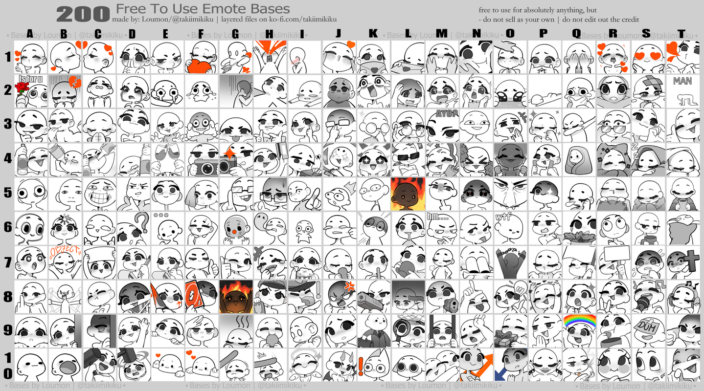 YCH Emote bases made by @takiimikiku / Lloumon YCH Emote bases made by @takiimikiku / Lloumon